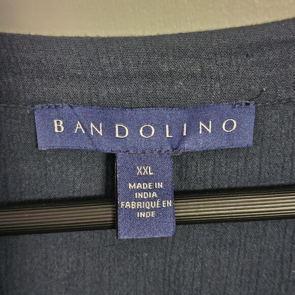 Bandolino Womens XXL Popover V Navy Roll Tab Sleeve Gauze Casual Raw Hemline - Picture 3 of 4